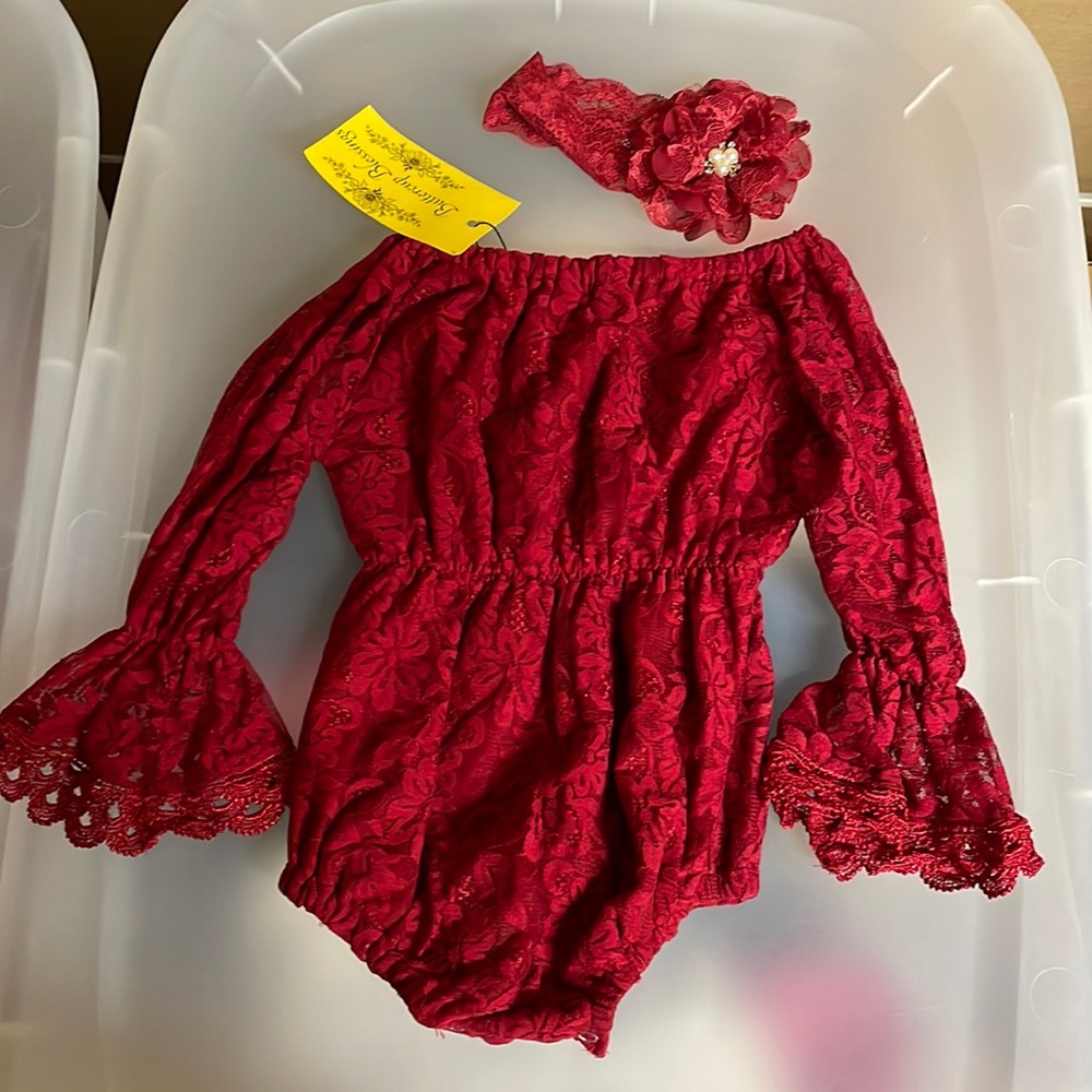 NWT marie nicole onesie with headband